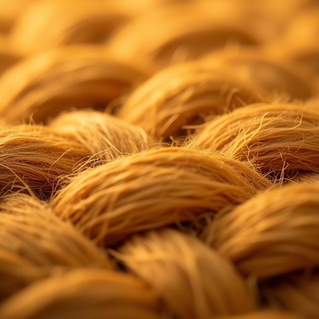 Detailed shot of tightly woven jute fibers in a herringbone pattern